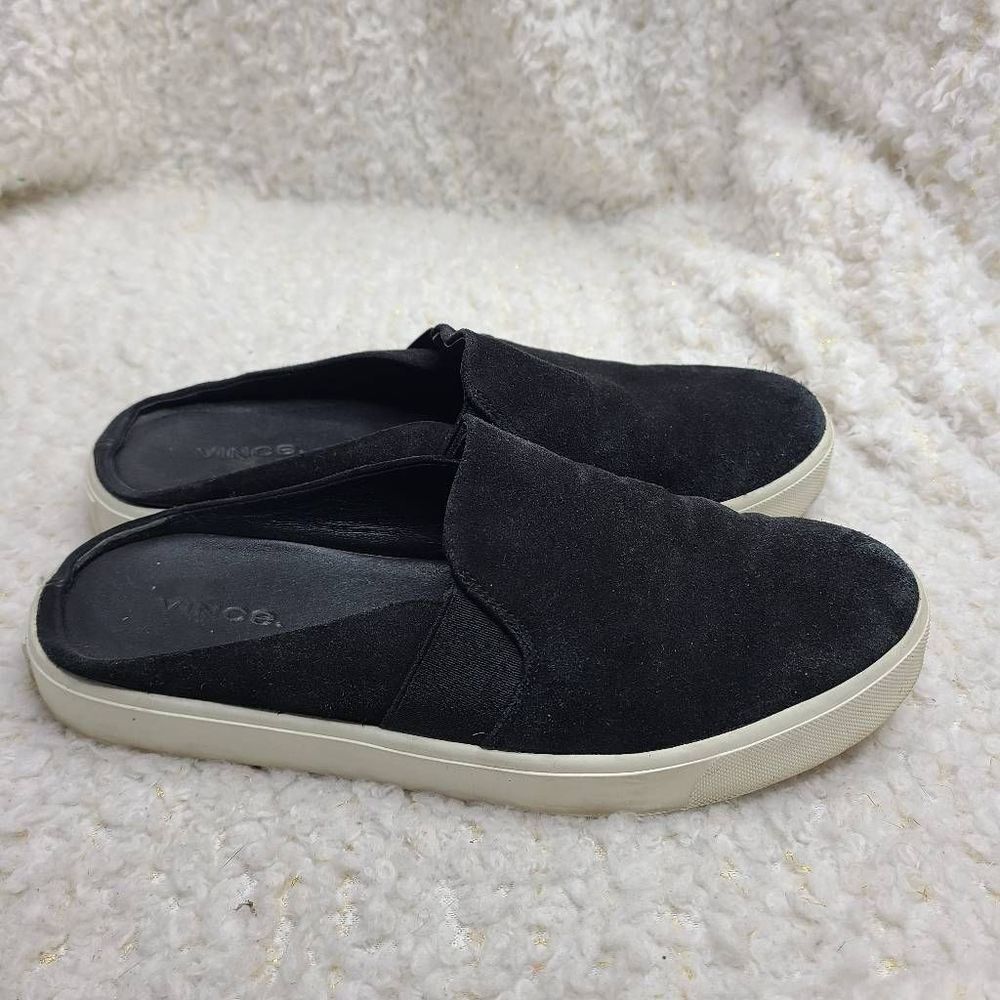 Vince Black Suede Leather Platform Slides Mules size 7.5‎